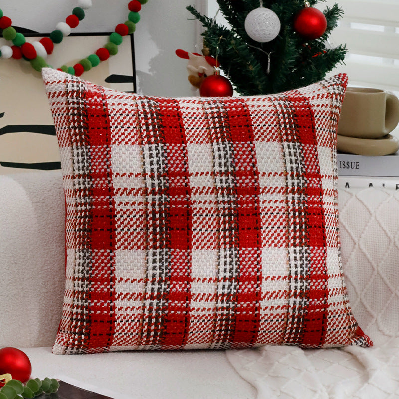 Square checked woven cushion cover in tweed look for sofa & festive decor Kalsten