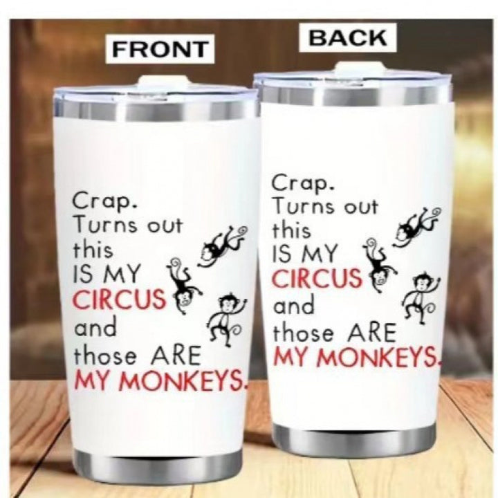 Double-Wall Vacuum Insulated Stainless Steel Travel Tumbler With Spill-Resistant Lid And Printed Cow Sunflower Design