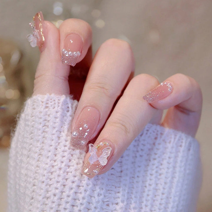 Artistic Butterfly Embellished Press-On Nails Kalsten
