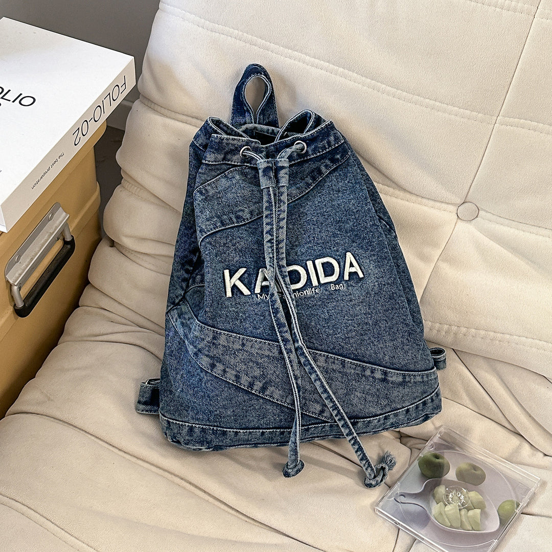 Casual Drawstring Denim Backpack Kalsten