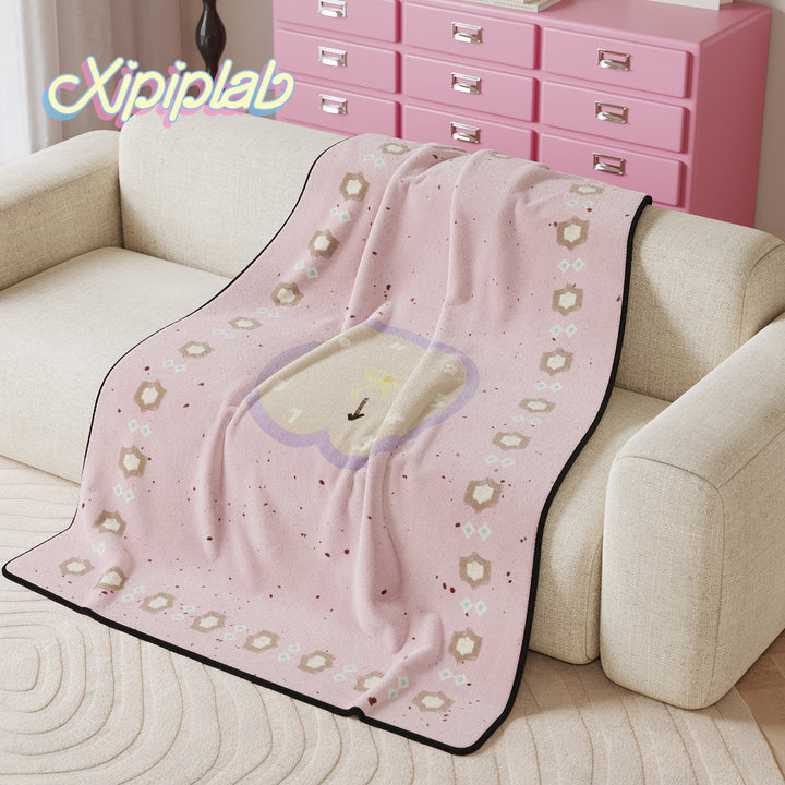 Plush Microfiber Reversible Throw Blanket and Decorative Pillow Cover Set with Oversized Flower Motif