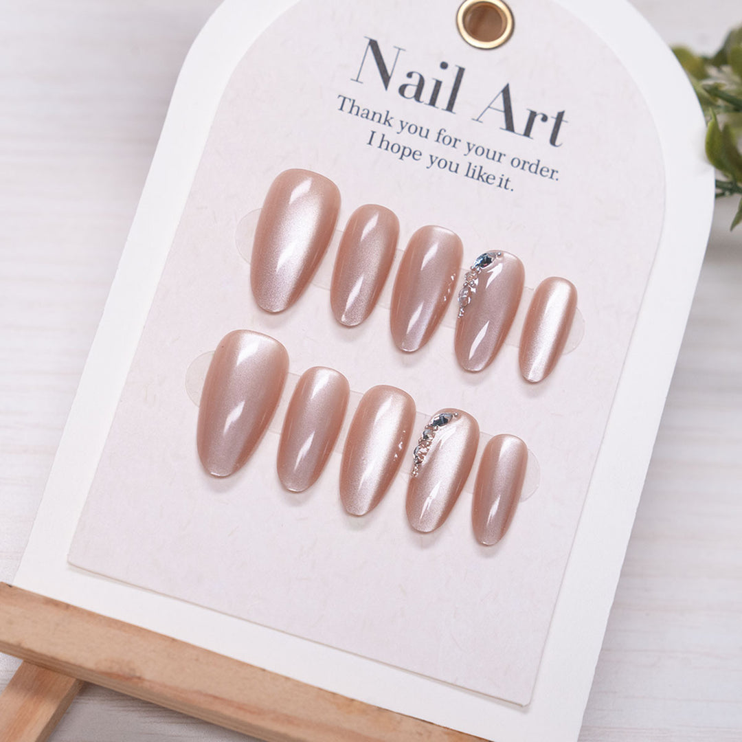Elegant Press-On Nail Extensions with Rhinestone Accents