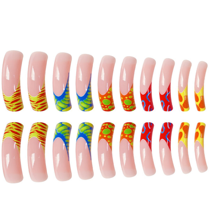 Colorful Artistic Long Nail Enhancements Kalsten