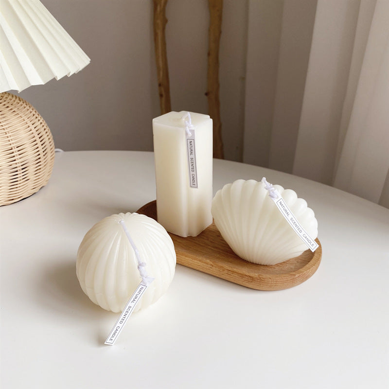 Hand-Poured Geometric Column Scented Soy Pillar Candle