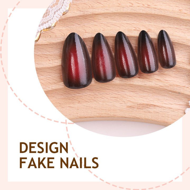 Acrylic Nail Set with Elegant Ombre Effects and Golden Accents Kalsten