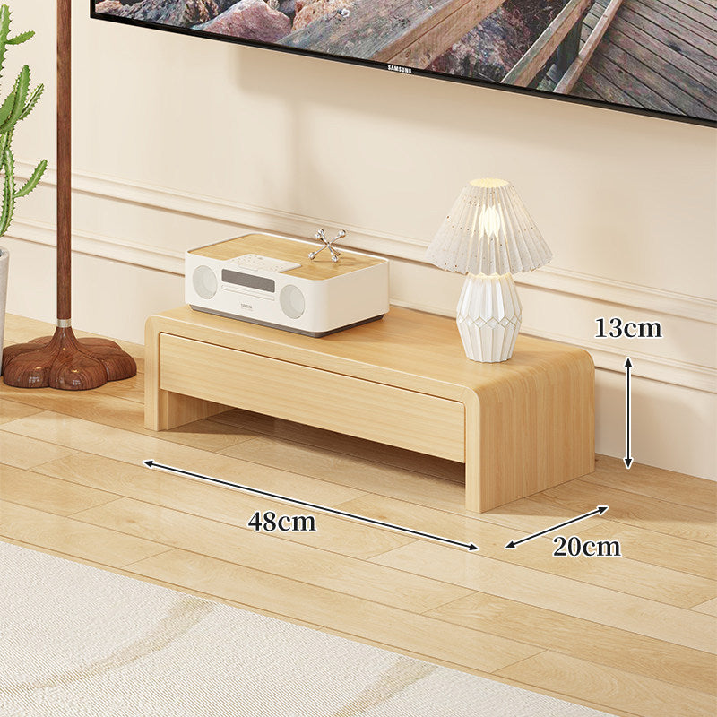Low Solid Wood TV Media Console Bench with Open Rectangular Legs