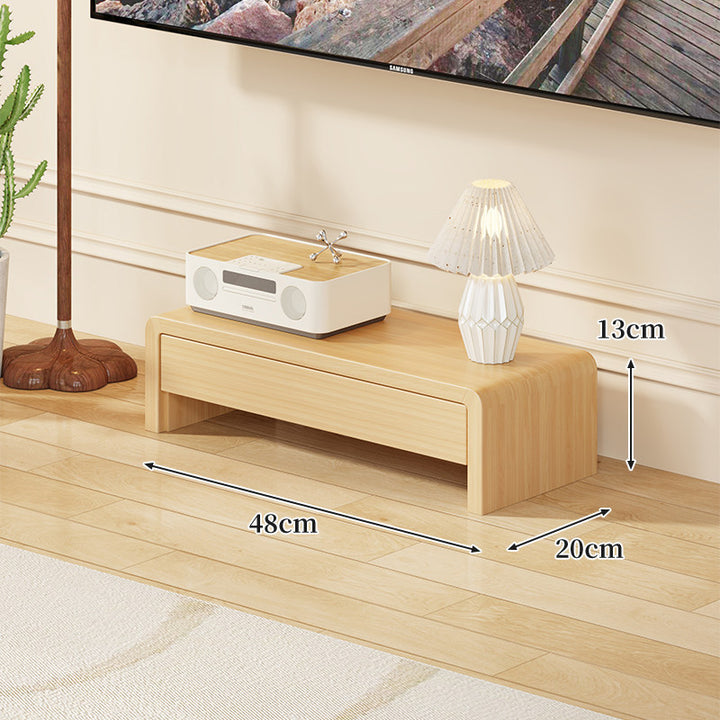 Low Solid Wood TV Media Console Bench with Open Rectangular Legs