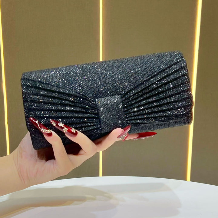 Glittering Pleated Evening Clutch