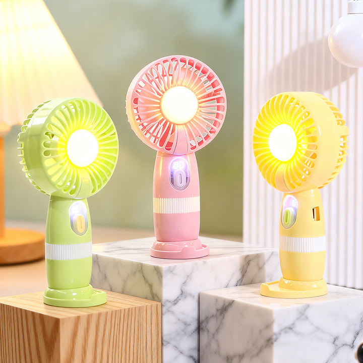 Ladies portable USB hand fan with LED light and digital temperature display Kalsten