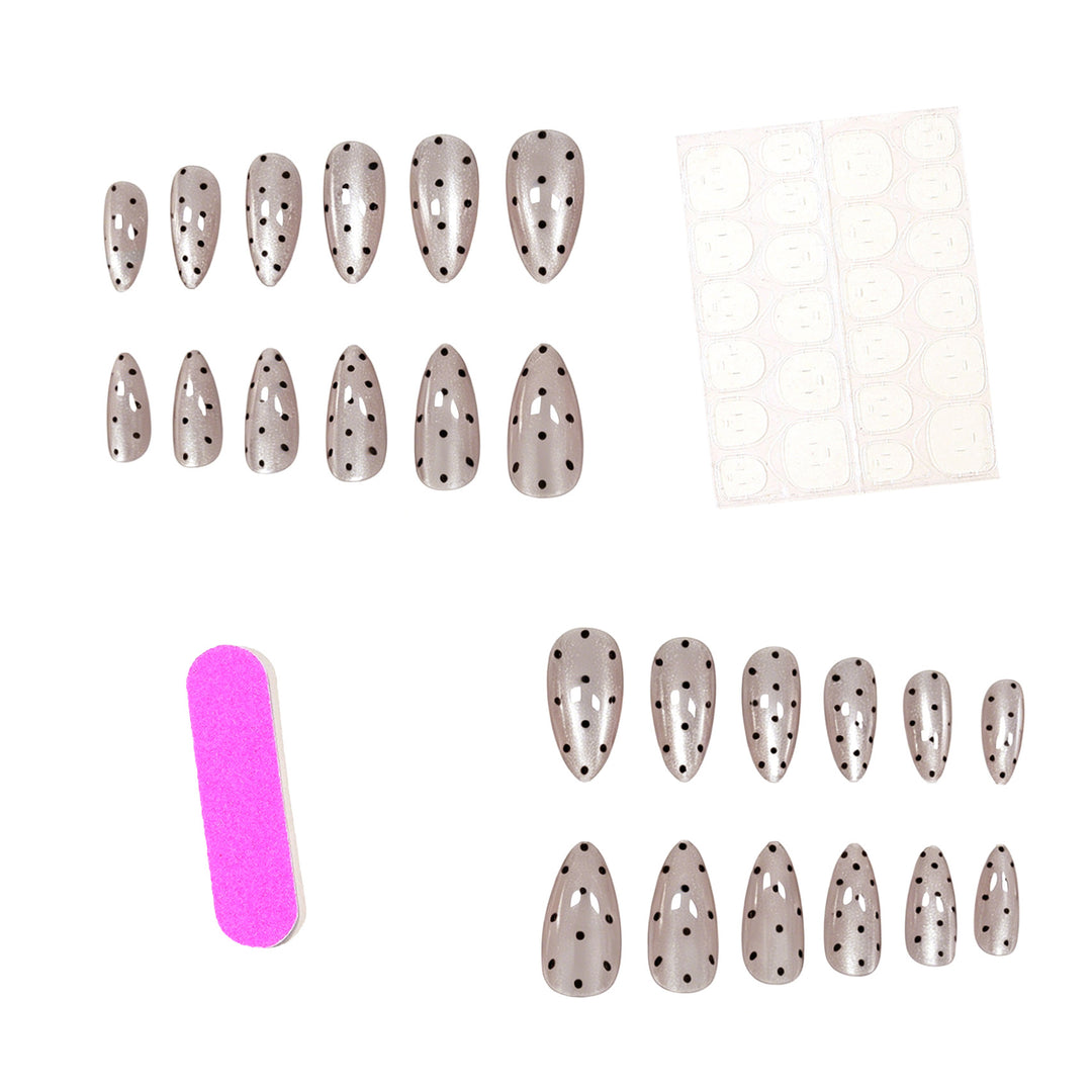 Elegant Polka Dot Almond-Shaped Nail Art Enhancements Kalsten