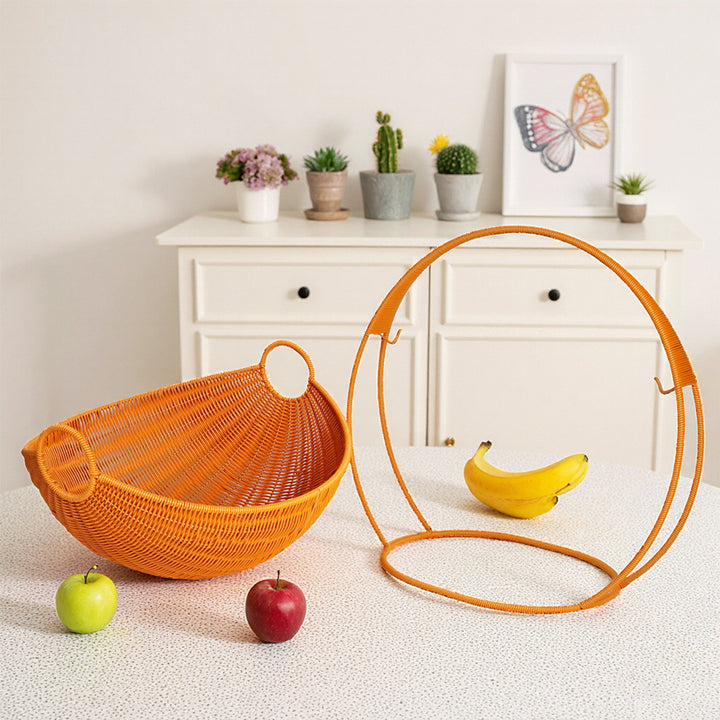 Modern Wicker Fruit Bowl with Stand Kalsten