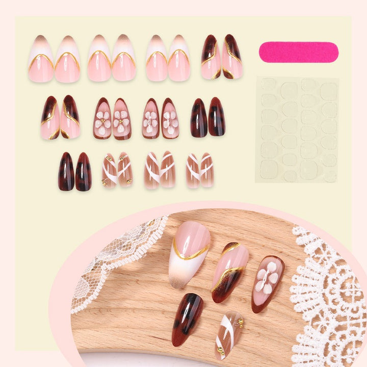 Nail art set with floral accents and elegant designs Kalsten