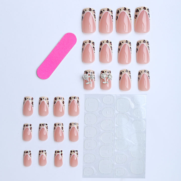 Artificial Nails with Elegant Animal Pattern and Glitter Details Kalsten