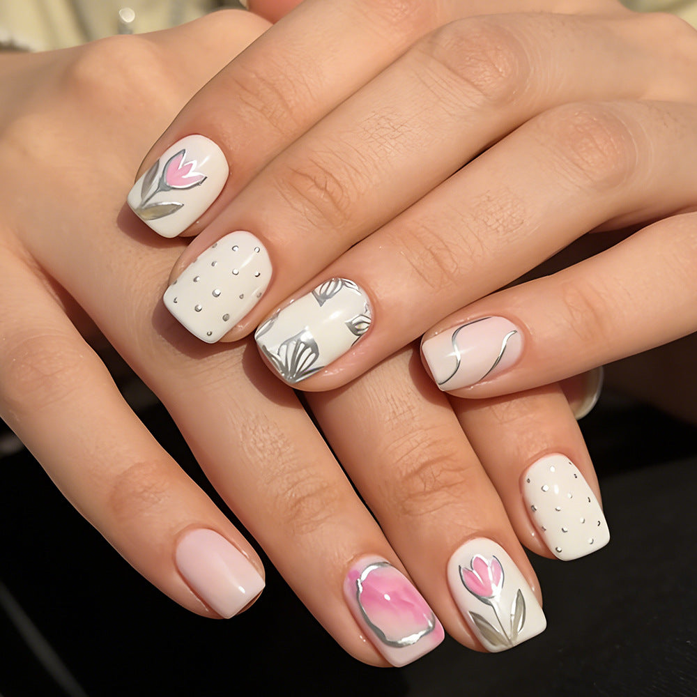 Elegant Floral Design Gel Nail Art Kalsten
