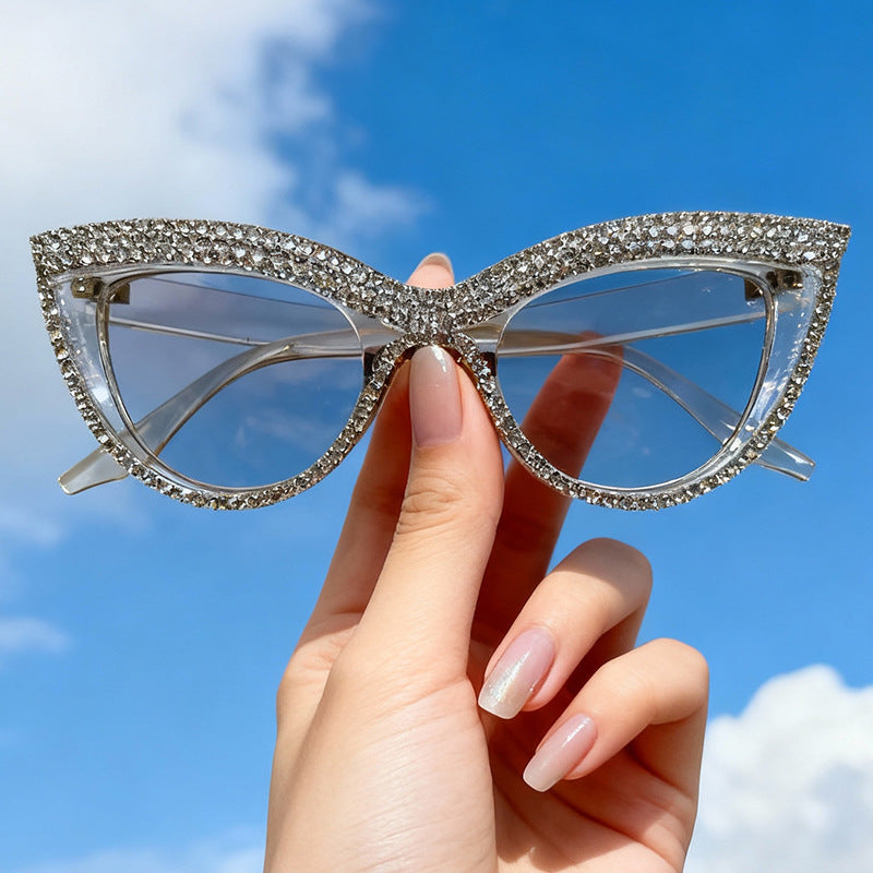 Rhinestone-Embellished Cat-Eye Eyewear Kalsten