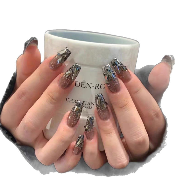 Glamorous Crystal-Embellished Press-On Nail Set Kalsten 1787395125