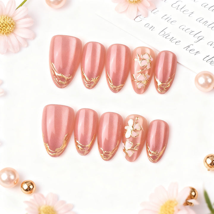 Elegant Floral-Inspired Press-On Nail Art Set Kalsten