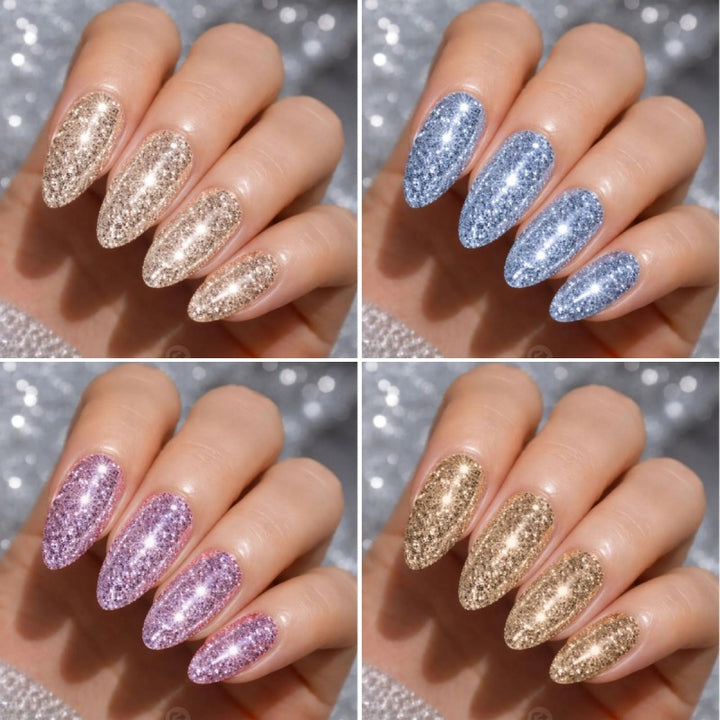 Glittering Almond-Shaped Press-On Nail Set Kalsten
