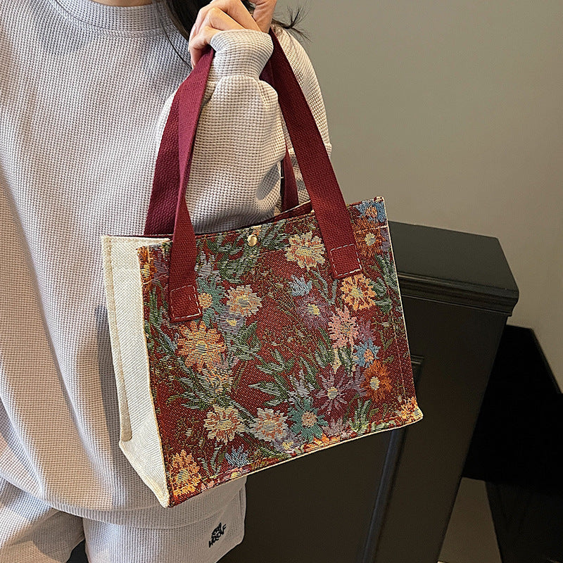 Floral Embroidered Canvas Tote Bag  1790616925