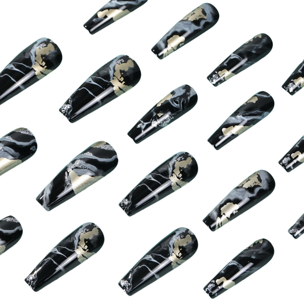 Artificial nails in elegant marble and gold design Kalsten