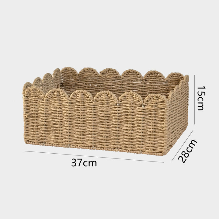 Handcrafted storage basket with playful wave edge Kalsten