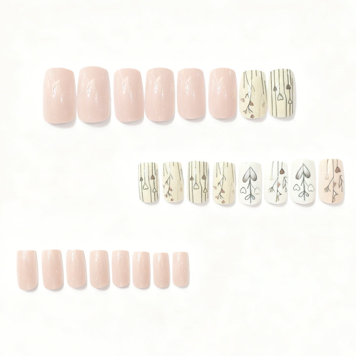 Elegant Heart-Themed Acrylic Nail Art Kalsten