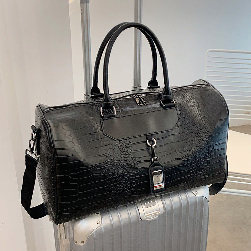 Crocodile-Texture Travel Duffle Bag Kalsten