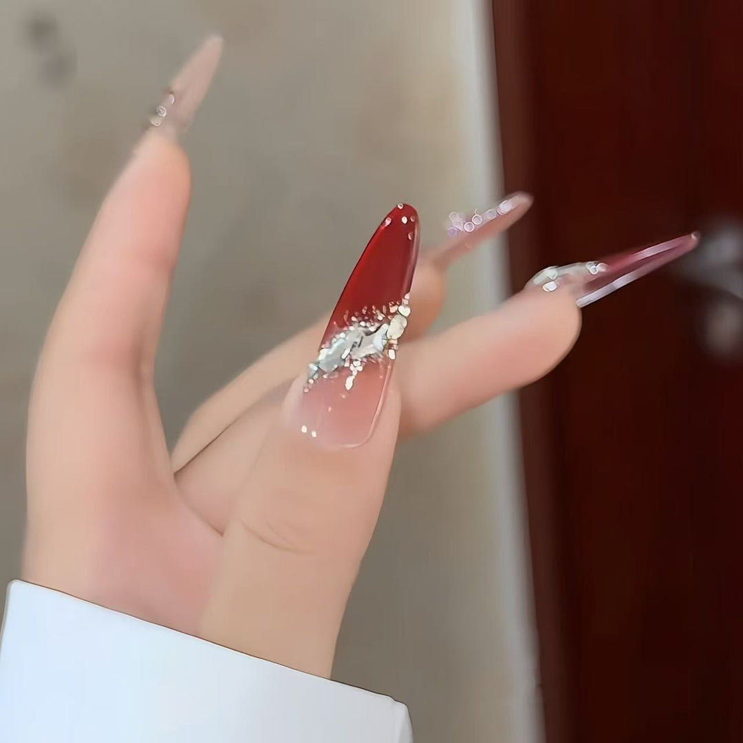 Premium Crystal-Decorated Nail Extensions