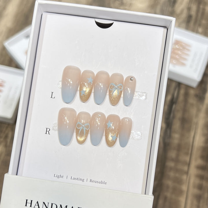 Decorative Press-On Nail Set with Glitter and Bow Accents Kalsten