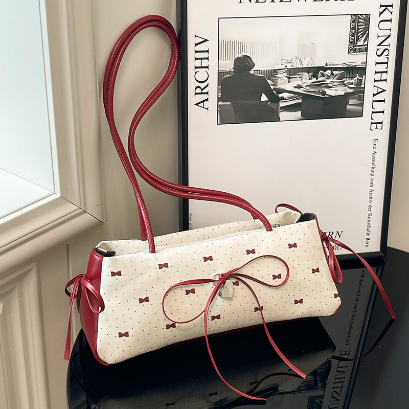 Bow-Accent Handheld Tote Bag