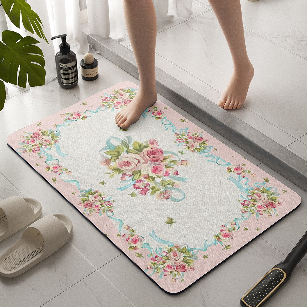Vintage Floral Bath Mat Kalsten