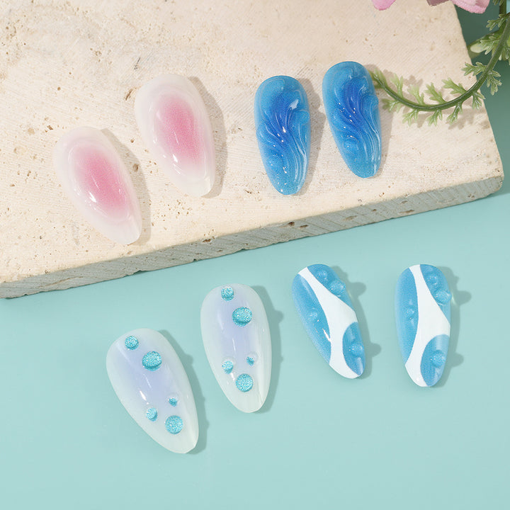 Acrylic Nail Set with Modern Aqua Designs Kalsten