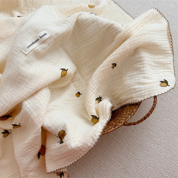 Unisex Muslin Blanket with delicate floral design and elegant ruffles Kalsten