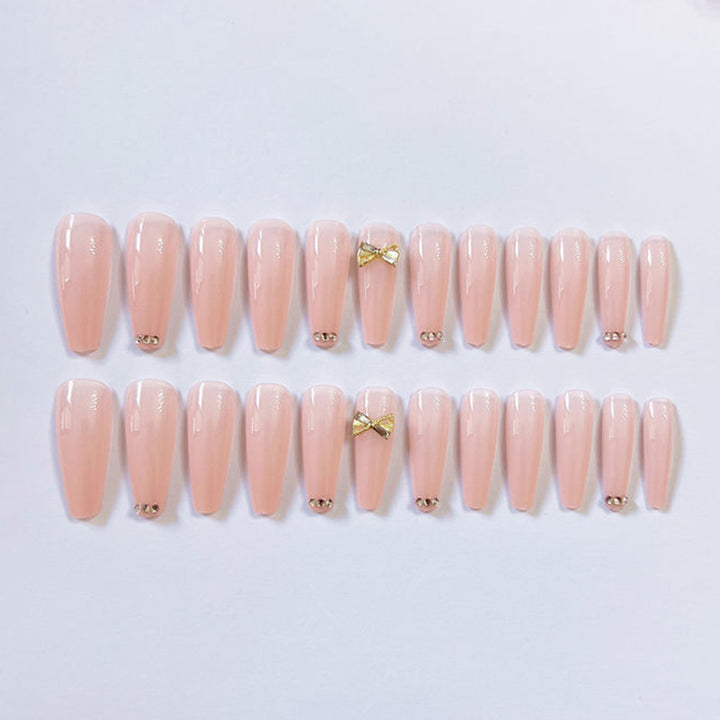 Rhinestone-Embellished Long Coffin Press-On Nails