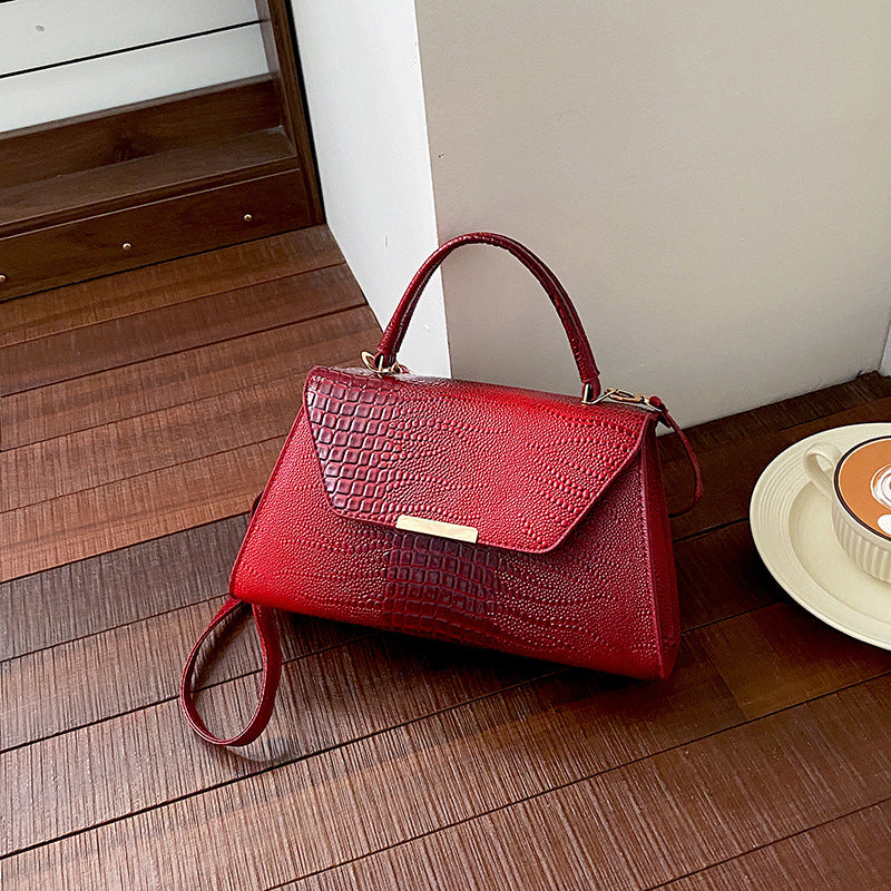 Textured Leather Shoulder Bag