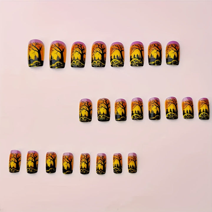 Artistic Halloween Landscape Nail Art