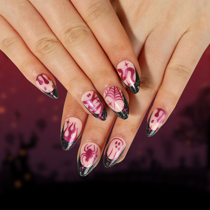 Artful Halloween nail art with a sparkling finish Kalsten