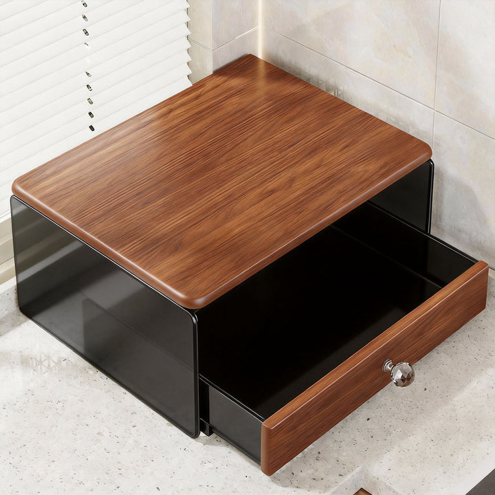 Countertop Wooden-Top Mesh Drawer Coffee Station Organizer