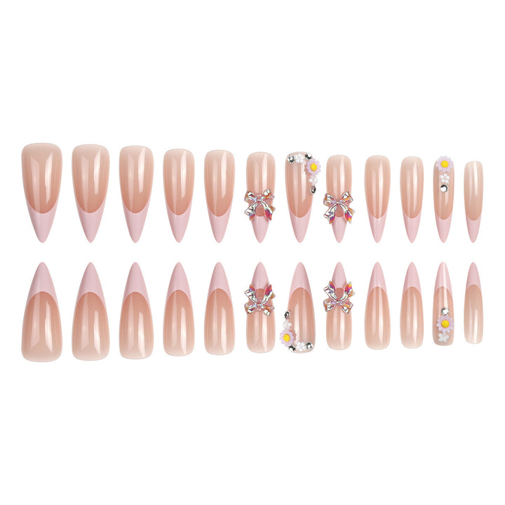 Elegant Stiletto Press-On Nails with Floral and Gem Accents Kalsten