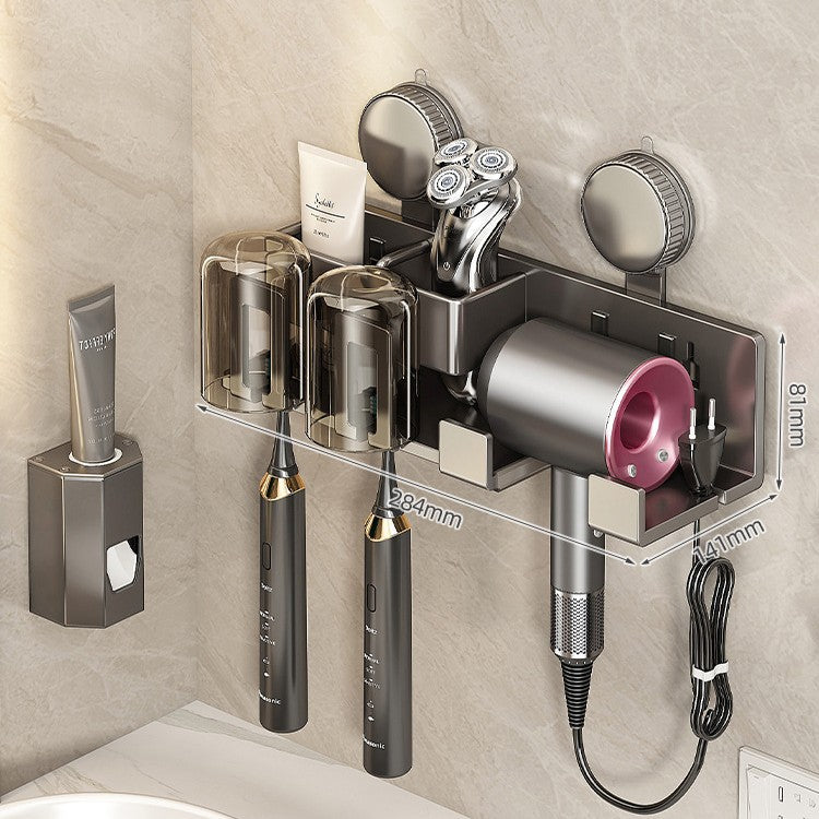 Wall-Mounted Hair Tool Organizer with Storage Compartment Kalsten