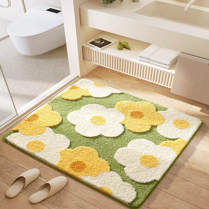 Floral Patterned Plush Bath Mat Kalsten