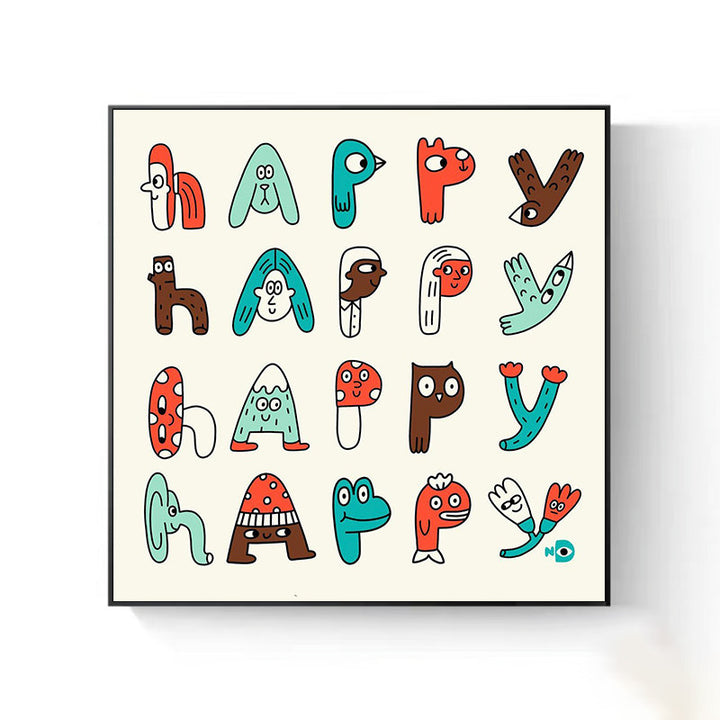 Playful Cartoon Character Canvas Artwork