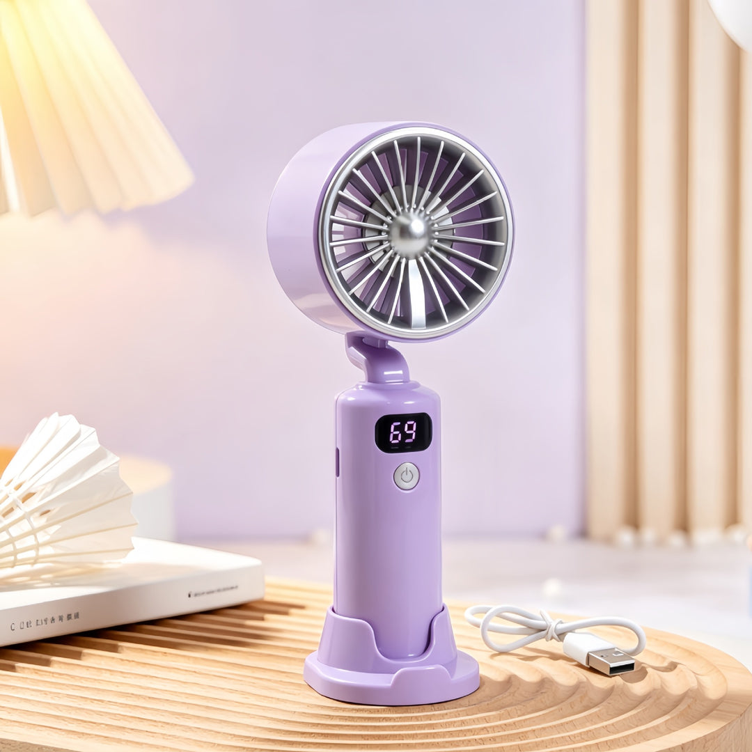 Women portable USB table fan with digital speed display Kalsten