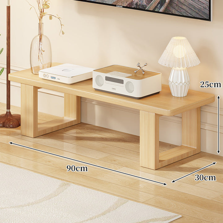 Low Solid Wood TV Media Console Bench with Open Rectangular Legs