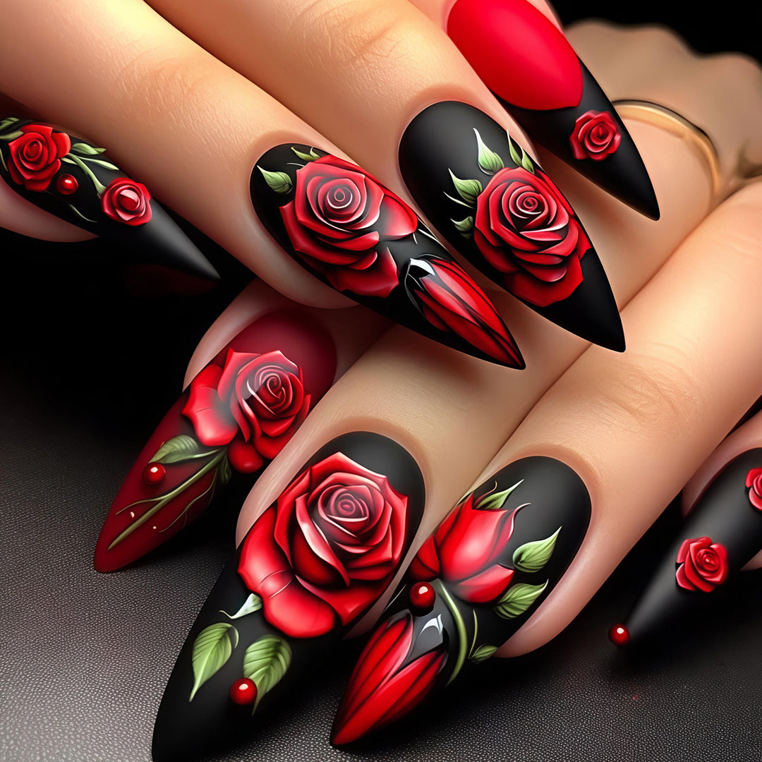 Floral Rose-Inspired Nail Art Kalsten
