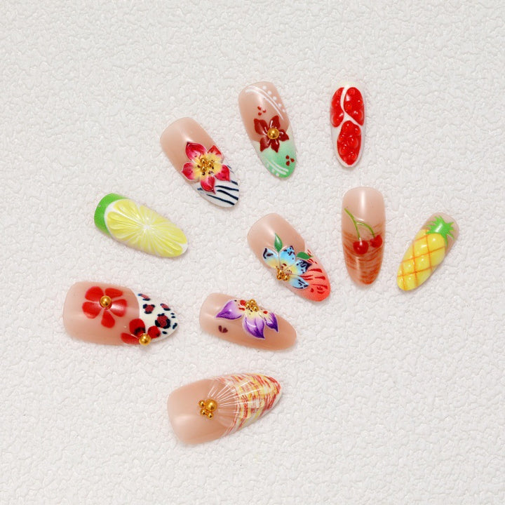 Flower Motif Artificial Nails Kalsten