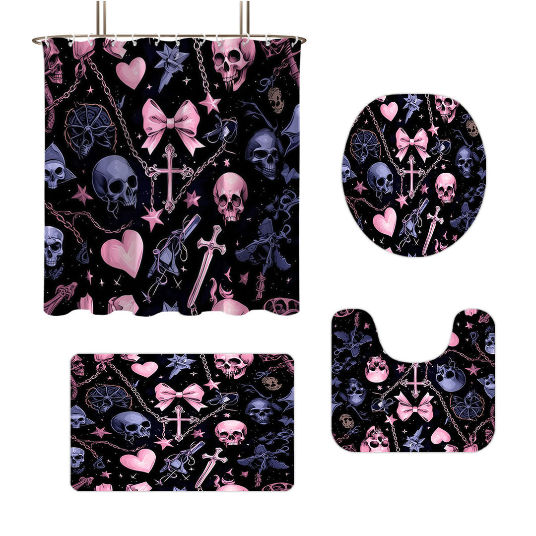 Artistic Skull and Floral Themed Bathroom Set Kalsten