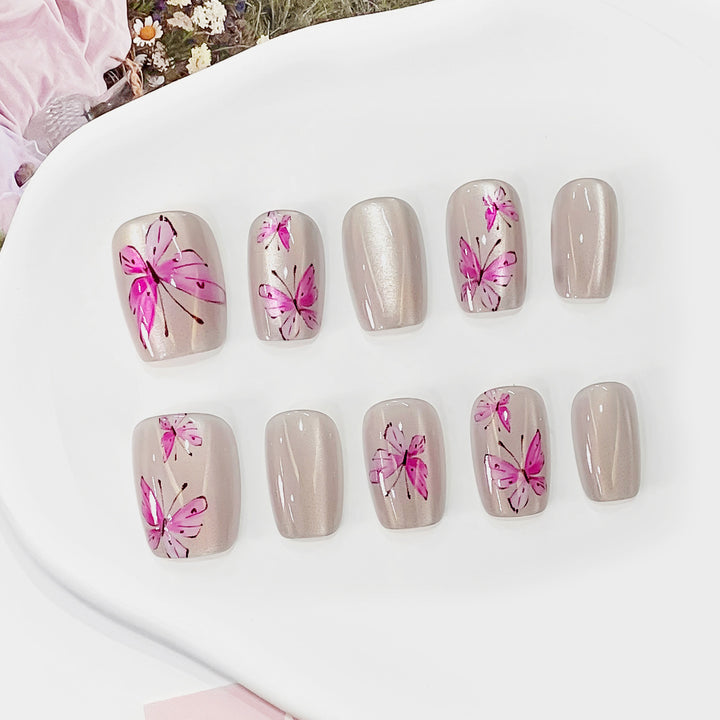 Artistic and elegant artificial nails with butterflies Kalsten