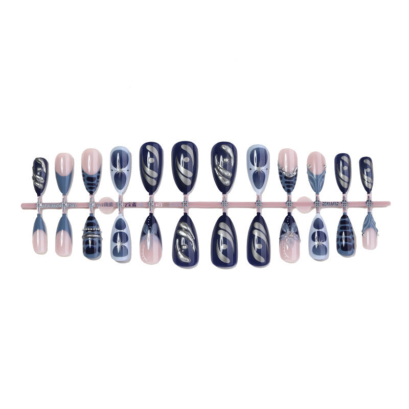 Artificial nail set with elegant maritime design and sparkling embellishments Kalsten