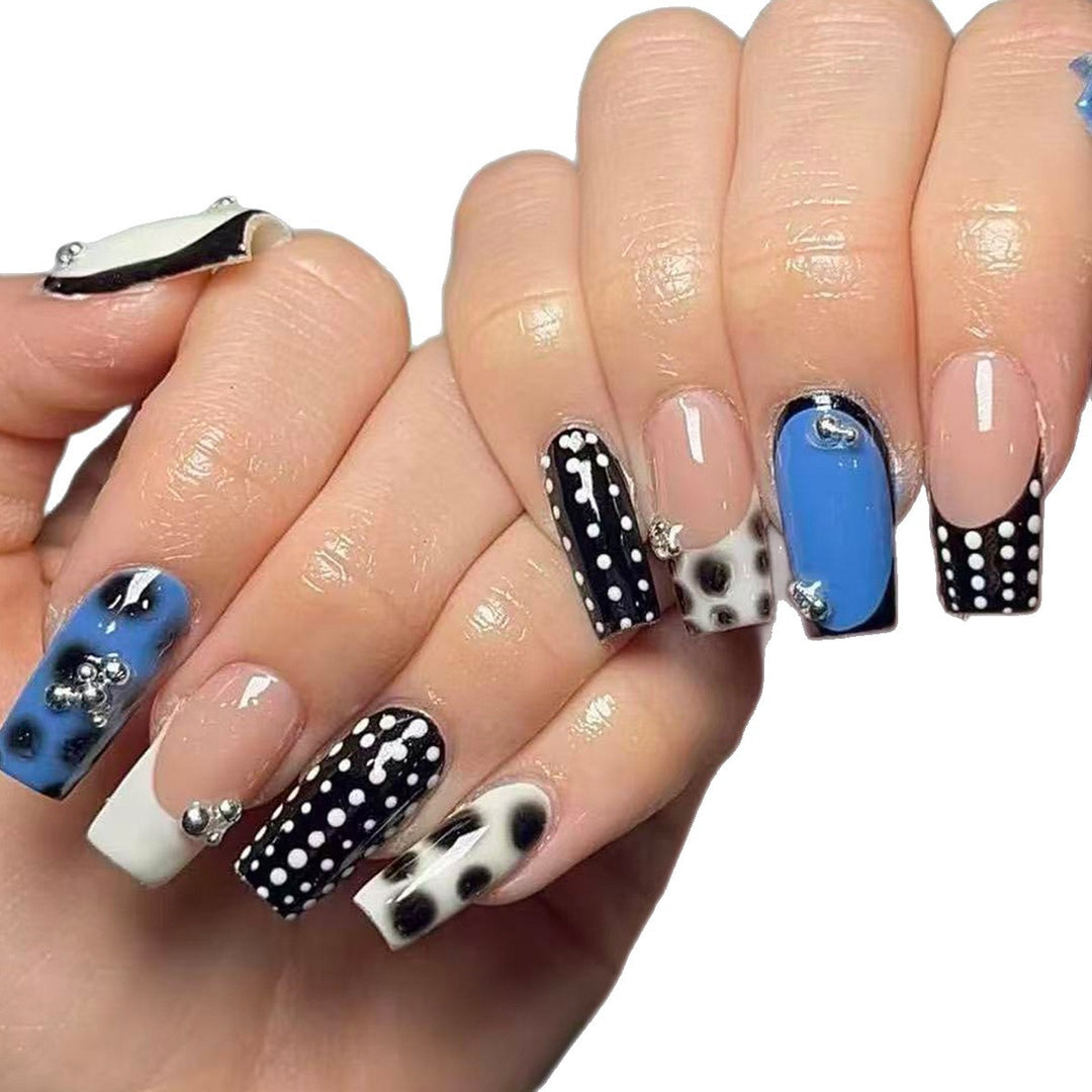 Stylish Point and Marble Design Artificials Nails Kalsten